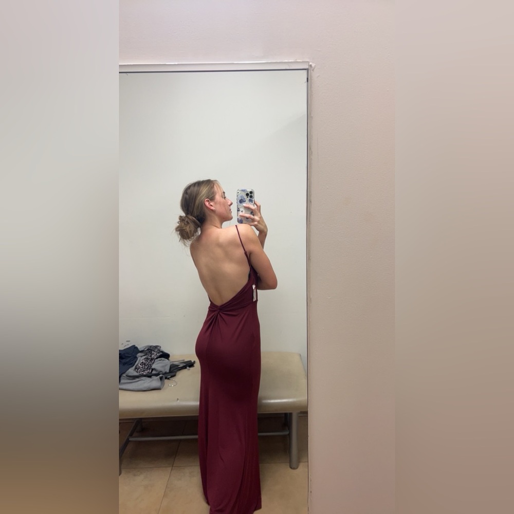 Burgundy backless prom/formal dress